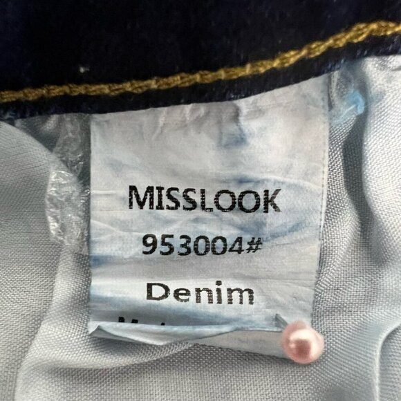 Misslook Womens Straight Leg Jeans Blue Leopard Print Distressed Cuffed Small - Picture 9 of 10